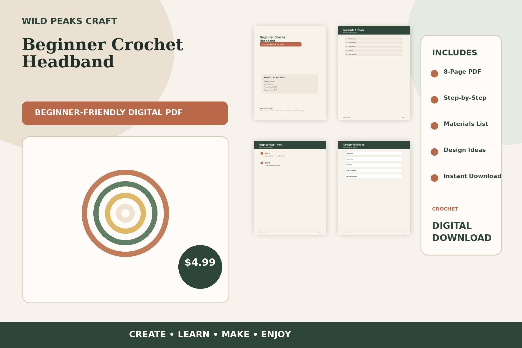 Product preview for Beginner Crochet Headband