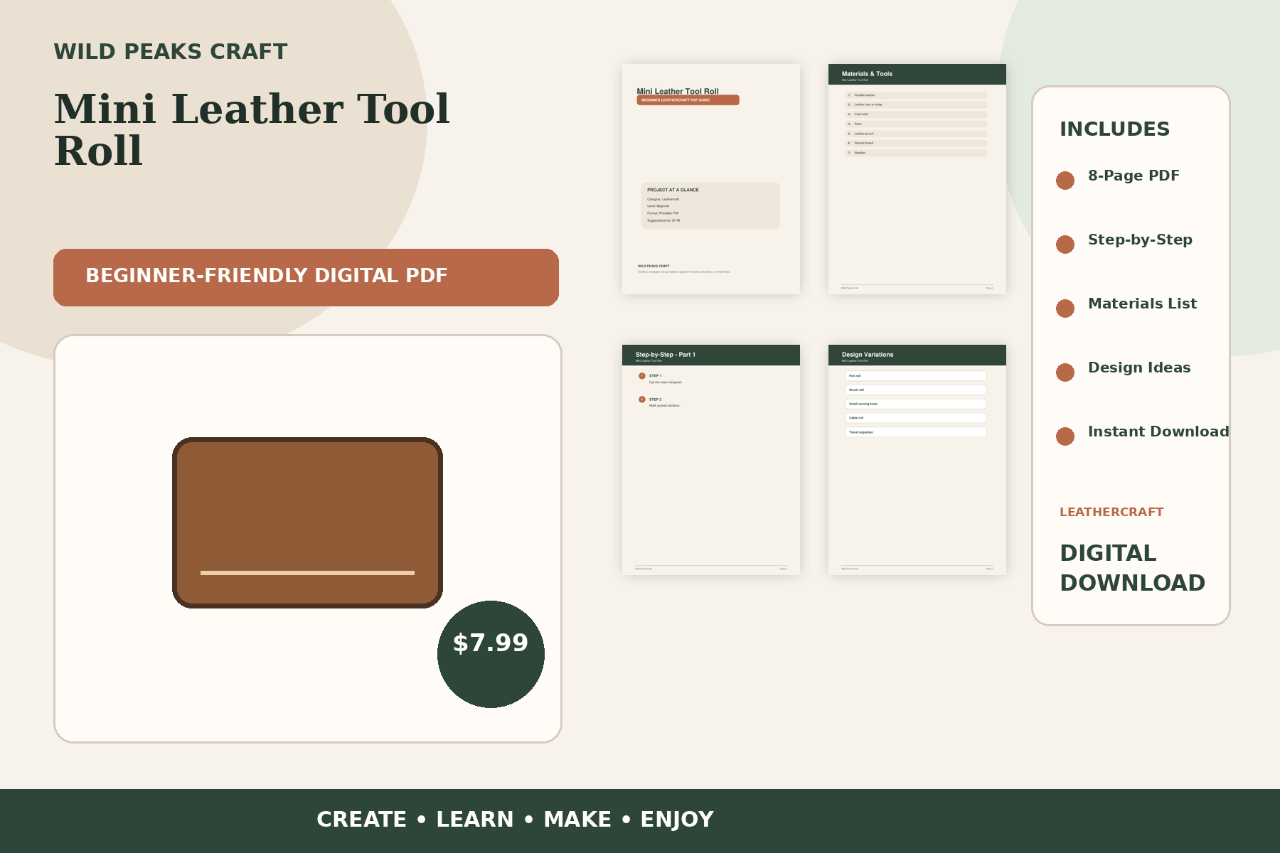 Product preview for Mini Leather Tool Roll