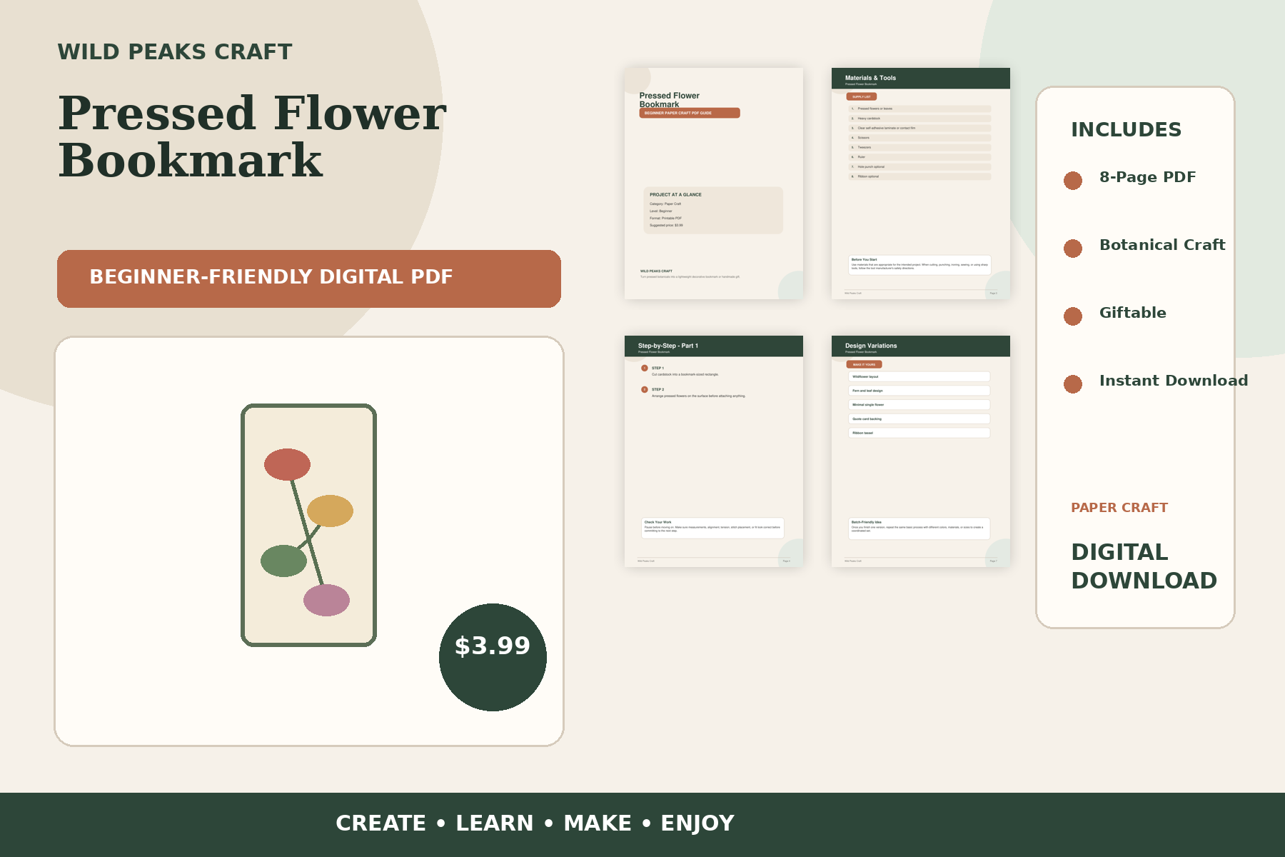 Product preview for Pressed Flower Bookmark