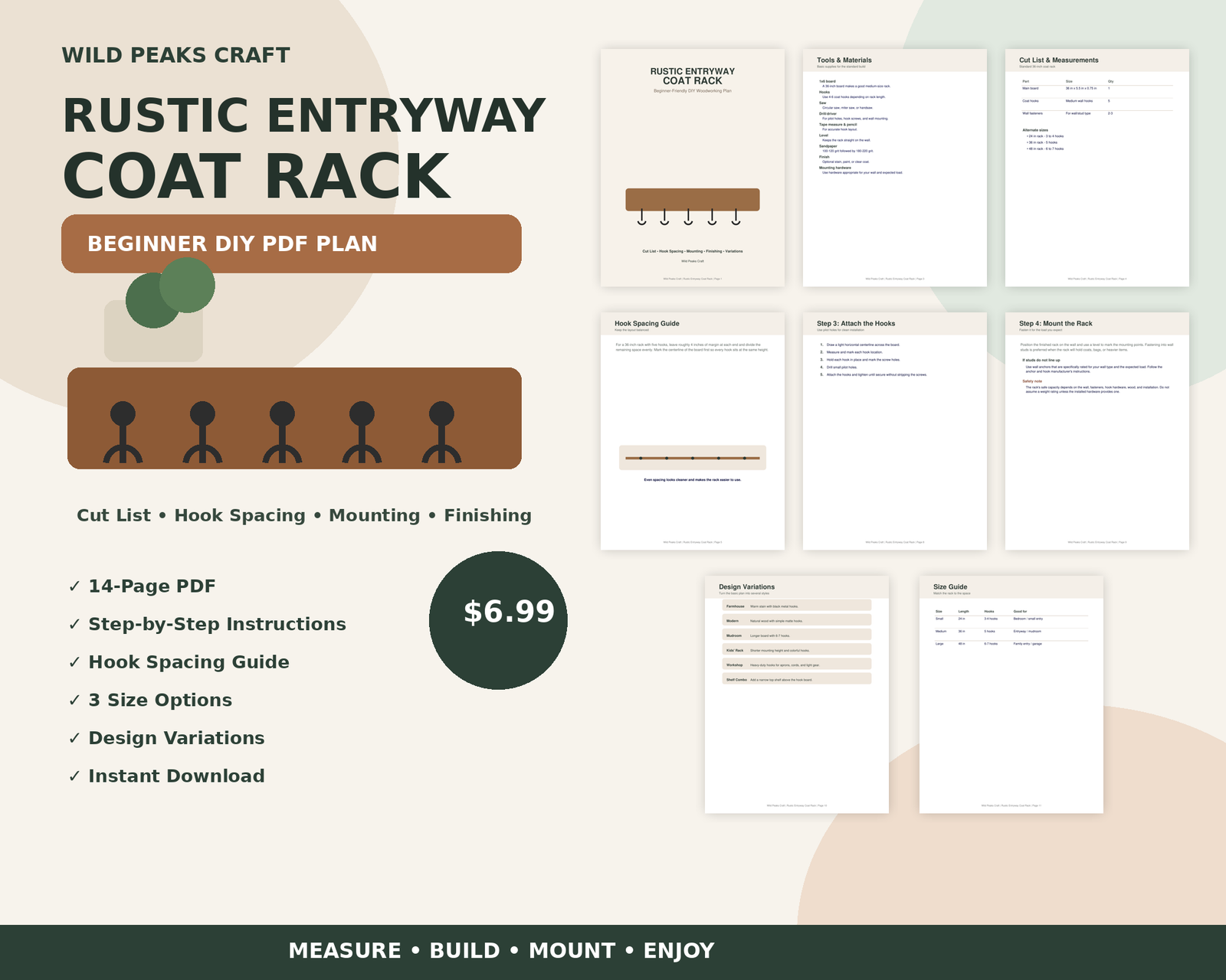 Product preview for Rustic Entryway Coat Rack