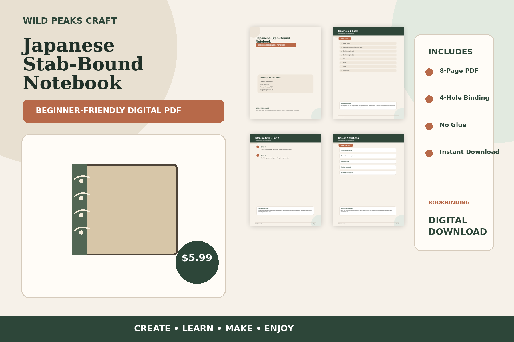 Product preview for Japanese Stab-Bound Notebook